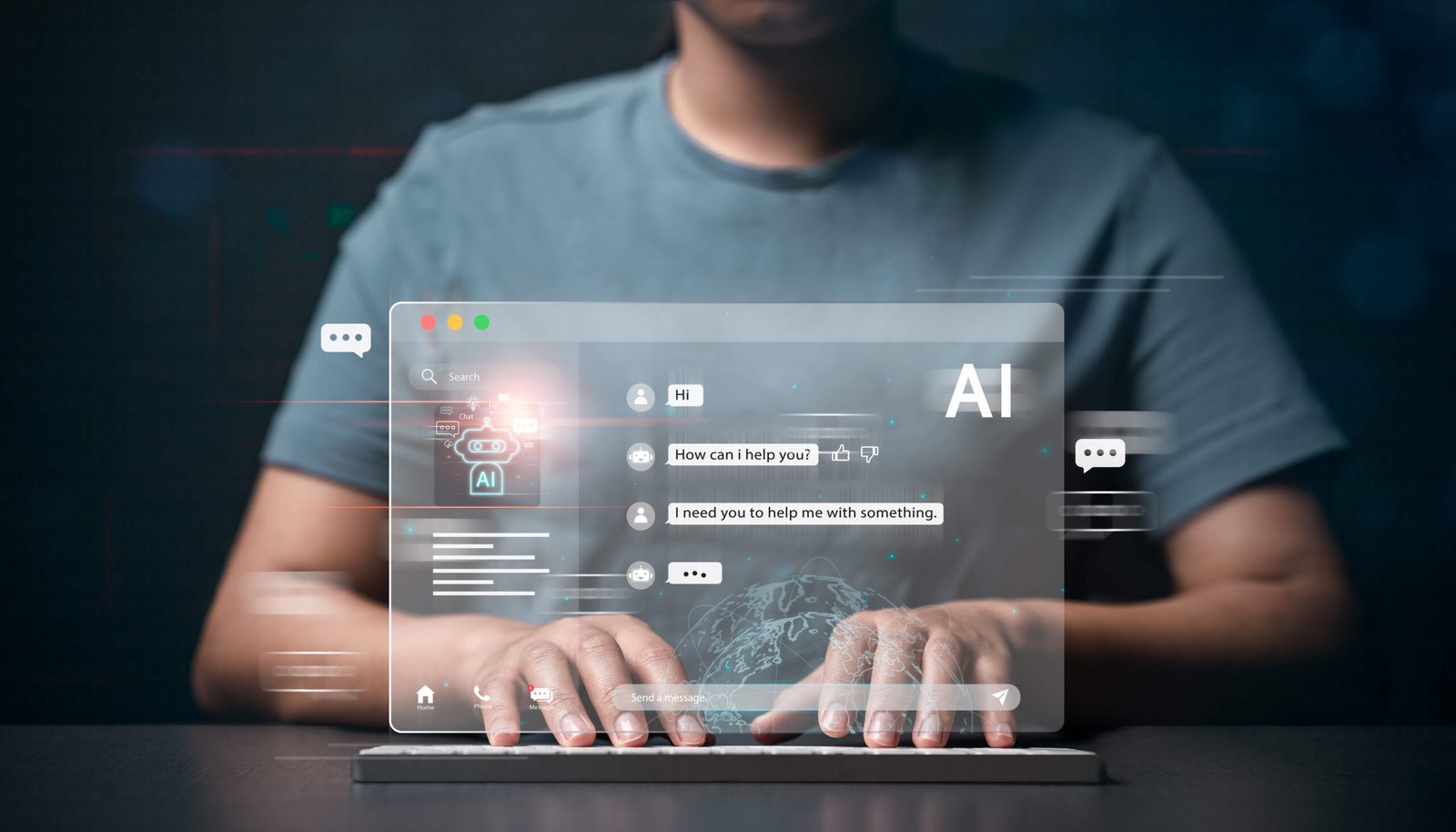 Man using AI assistant