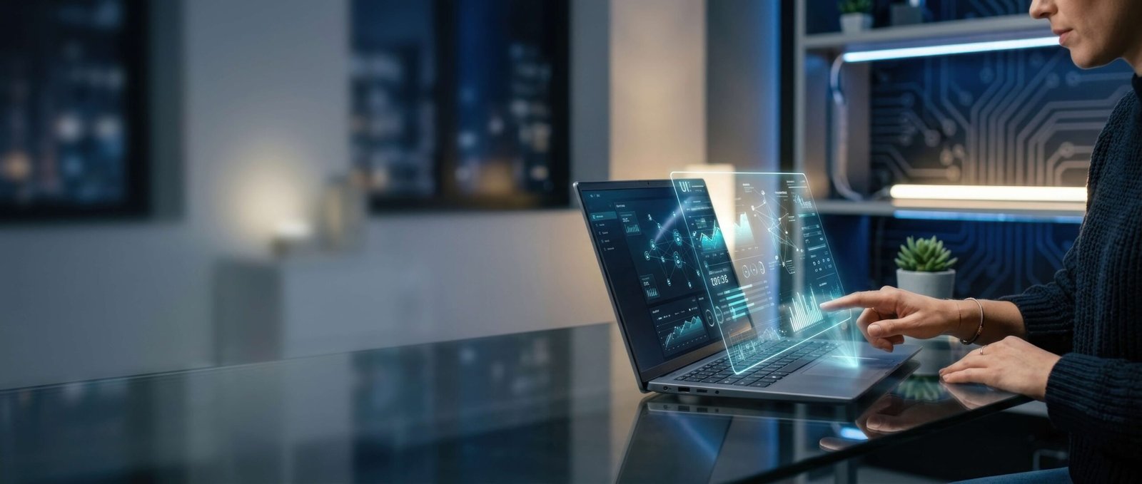 Woman working on laptop