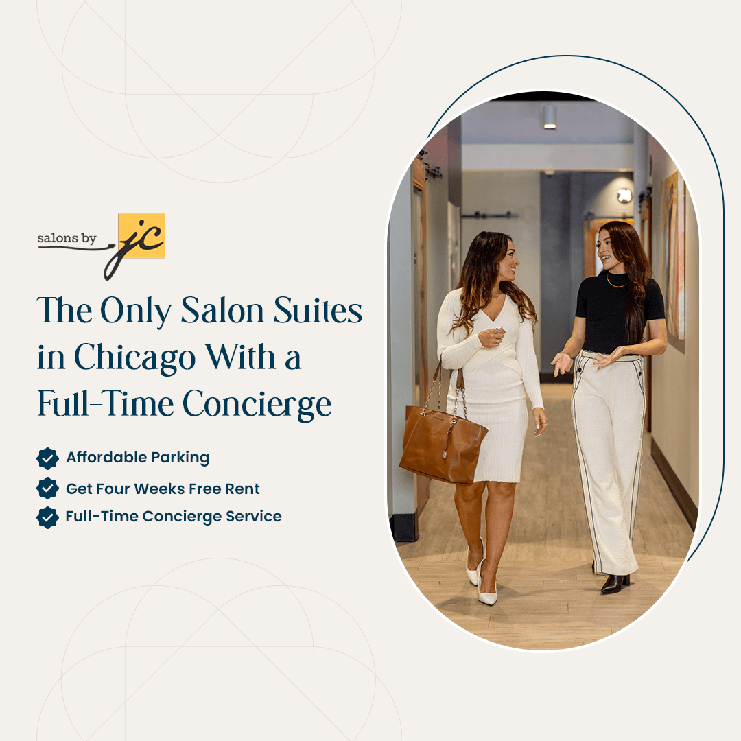 Women walking salon hallway