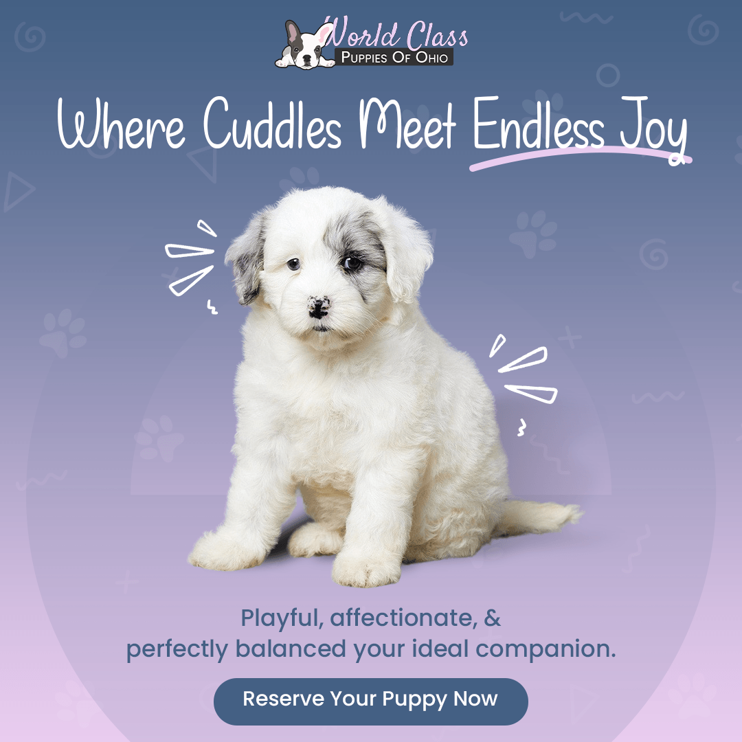 White fluffy puppy portrait